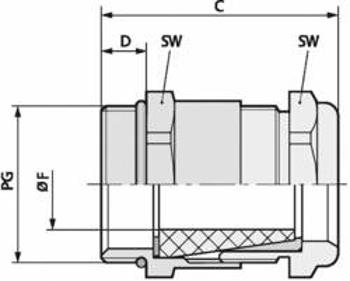 Kabelová průchodka LAPP SKINDICHT® SHV-VITON PG 21/21/18 52024966 mosaz, délka závitu 7 mm, mosaz, 25 ks