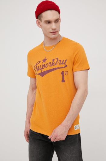 Tričko Superdry oranžová barva, s potiskem