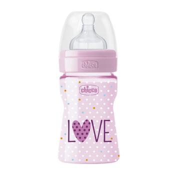 CHICCO Láhev kojenecká Well-Being LOVE silikon 150 ml dívka 0m+