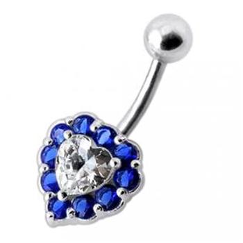 Šperky4U Stříbrný piercing do pupíku - srdce - BP01033-B