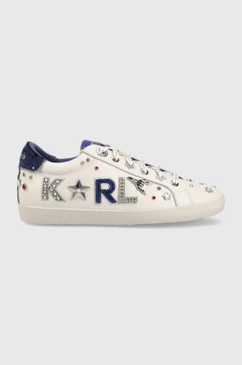 Kožené sneakers boty Karl Lagerfeld KL60118 SKOOL bílá barva