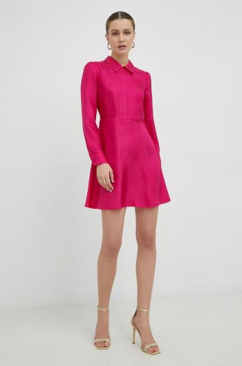 Hedvábné šaty Red Valentino růžová barva, mini