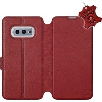 Flip pouzdro na mobil Samsung Galaxy S10e - Tmavě červené - kožené -   Dark Red Leather (5903226814763)