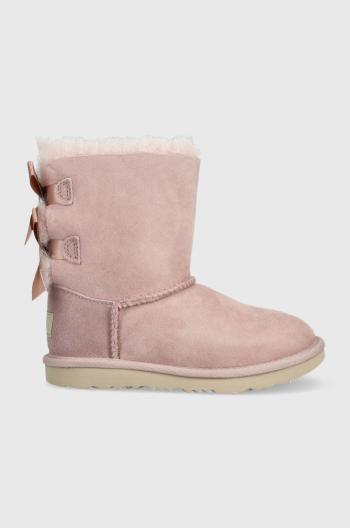 Dětské semišové sněhule UGG Bailey Bow Ii růžová barva