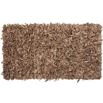 Béžový shaggy kožený koberec 80x150 cm MUT, 57765 (beliani_57765)