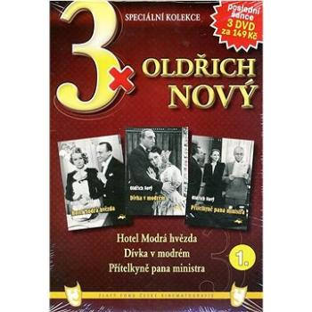 3x Oldřich Nový 1: Hotel Modrá hvězda, Dívka v modrém, Přítelkyně pana ministra /papírové pošetky/ ( (7006-11)