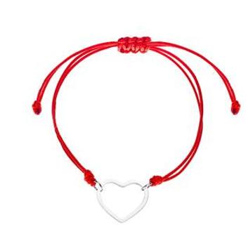 Šperky4U Červený textilní náramek srdíčko - ON001R