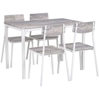 Jídelní souprava jídelní stůl a 4 židle šedá s bílou BISMARCK, 251863 (beliani_251863)