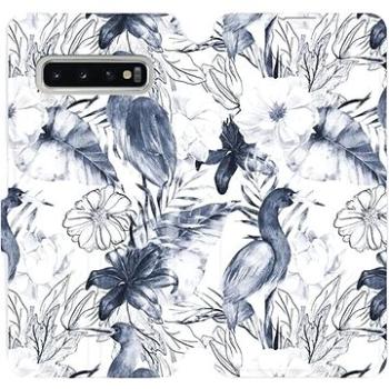 Flipové pouzdro na mobil Samsung Galaxy S10 - MX09S Modravé květy (5903516031993)