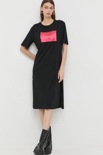 Bavlněné šaty Armani Exchange černá barva, midi