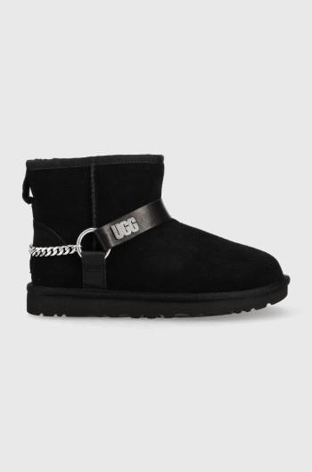 Semišové sněhule UGG W Classic Mini Chains Ii černá barva