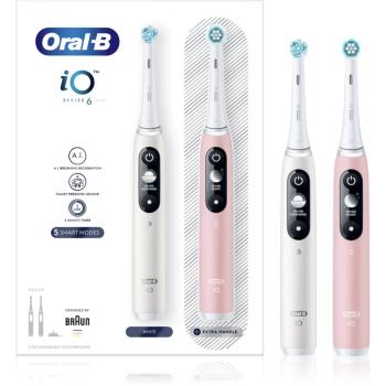 Oral B iO Series 6 Duo Black inteligentní čisticí kartáček na zuby White & Pink Sand 2 ks