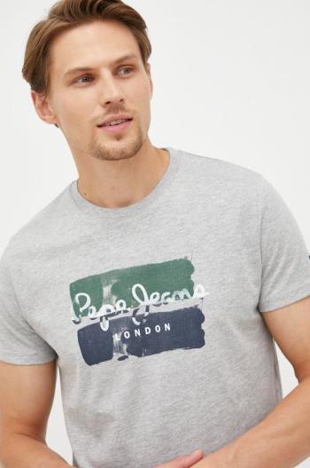 Tričko Pepe Jeans šedá barva, s potiskem