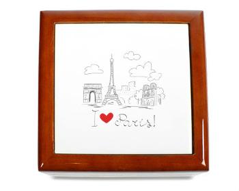 Dřevěná krabička I Love Paris