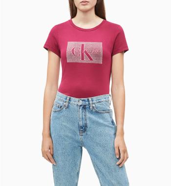 Calvin Klein dámské bordové tričko Monogram - S (509)