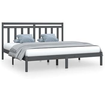 Rám postele šedý masivní dřevo 180 × 200 cm Super King, 3105267 (3105267)