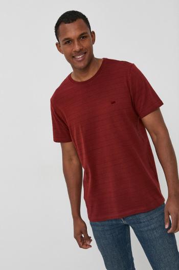 Bavlněné tričko Lee červená barva, s aplikací
