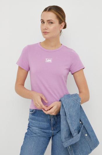 Bavlněné tričko Lee růžová barva