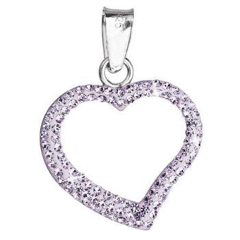Stříbrný přívěsek s krystaly Swarovski fialové srdce 34093.3, Fialová