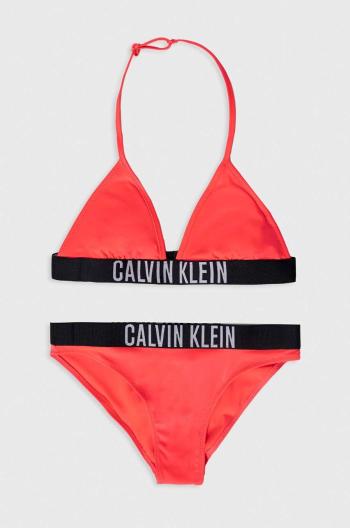 Dvoudílné dětské plavky Calvin Klein Jeans růžová barva