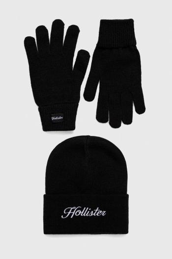 Čepice a rukavice Hollister Co. černá barva