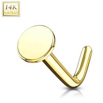 Šperky4U Zlatý piercing do nosu s placičkou, Au 585/1000 - ZL01028-YG
