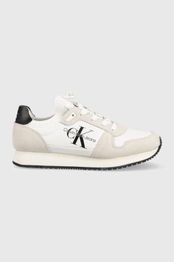 Sneakers boty Calvin Klein Jeans Runner Sock Laceup bílá barva