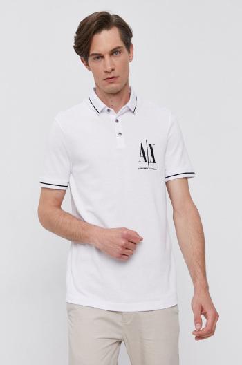 Polo tričko Armani Exchange pánské, bílá barva, s aplikací