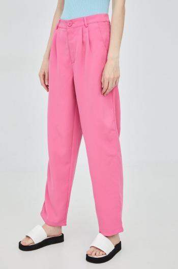 Kalhoty Noisy May dámské, fialová barva, široké, medium waist