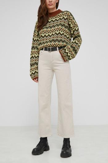 Kalhoty Answear Lab dámské, béžová barva, jednoduché, medium waist