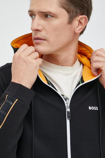 Mikina BOSS Boss Athleisure pánská, černá barva, s kapucí, s aplikací