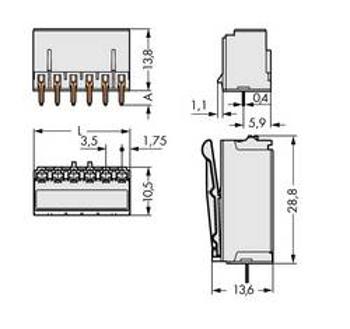 Konektor do DPS WAGO 2091-1306, 21.00 mm, pólů 6, rozteč 3.50 mm, 100 ks