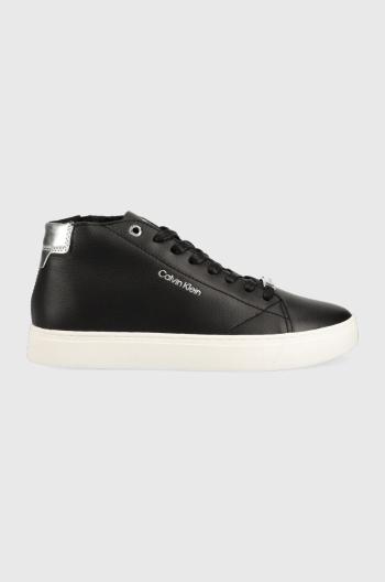 Kožené sneakers boty Calvin Klein Cupsole Unlined High Top černá barva