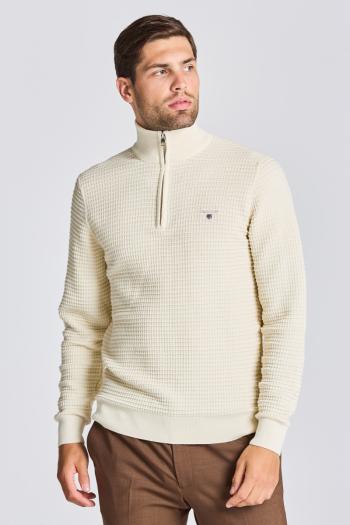 SVETR GANT D1. COTTON TEXTURE HALFZIP hnědá L