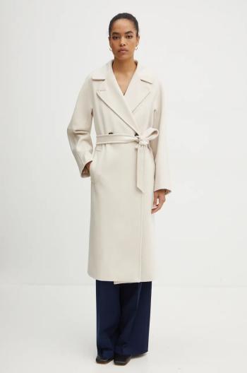 Vlněný kabát Weekend Max Mara béžová barva, přechodný, oversize, 2425016092600