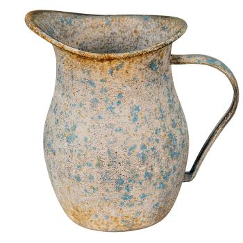 Šedo-modrý kovový dekorační džbán s rezem Savi - 20*14*19 cm 6Y5000
