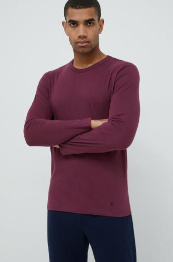 Bavlněná košile s dlouhým rukávem United Colors of Benetton fialová barva, hladká