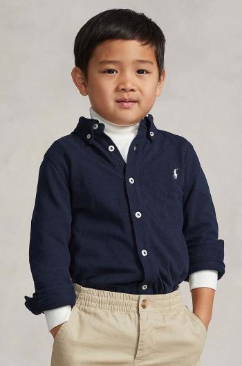 Dětská bavlněná košile Polo Ralph Lauren tmavomodrá barva, 322914506001