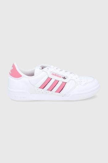 Kožené boty adidas Originals H04021 bílá barva, na plochém podpatku