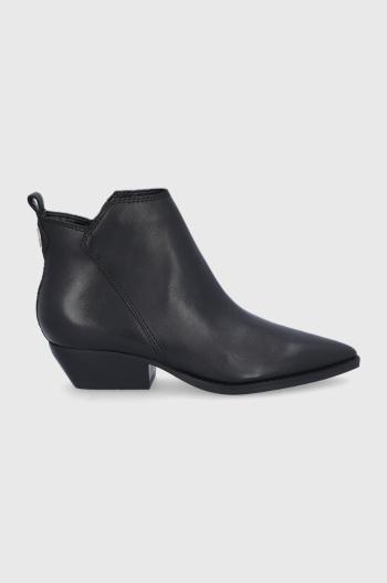 Kožené kotníkové boty Guess dámské, černá barva, na podpatku