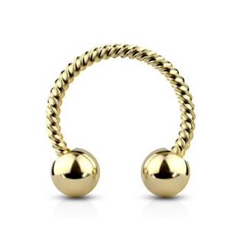 Šperky4U Zlatý piercing podkova vroubkovná 1,2 x 8 mm - PV1005GD-1208