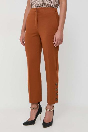 Kalhoty Twinset dámské, hnědá barva, jednoduché, high waist