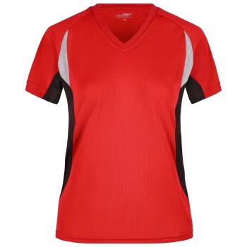 James & Nicholson Dámské funkční tričko s krátkým rukávem JN390 - Červená / černá | XL