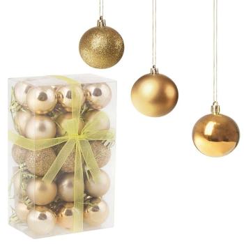 Vánoční baňky zlaté mix - 3cm, sada 30ks