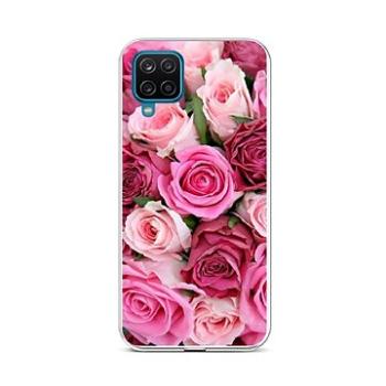 TopQ Samsung A12 silikon Růžové růžičky 58596 (Sun-58596)