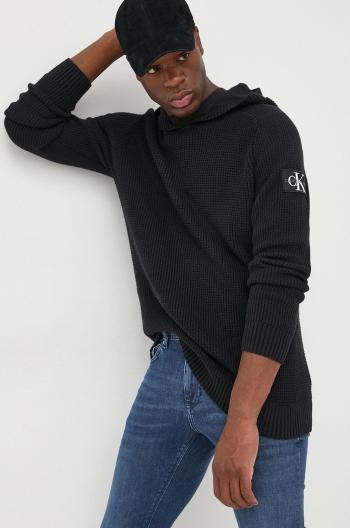 Bavlněný svetr Calvin Klein Jeans pánský, černá barva, hřejivý