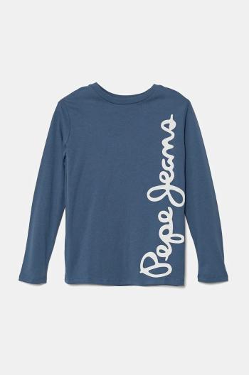 Dětské bavlněné tričko s dlouhým rukávem Pepe Jeans WALDO modrá barva, s potiskem, PB503914