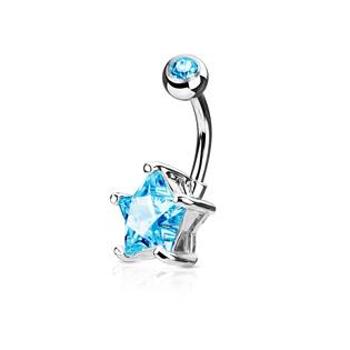 Šperky4U Piercing do pupíku hvězda, tyrkysový kámen 10 mm - WP01049-Q