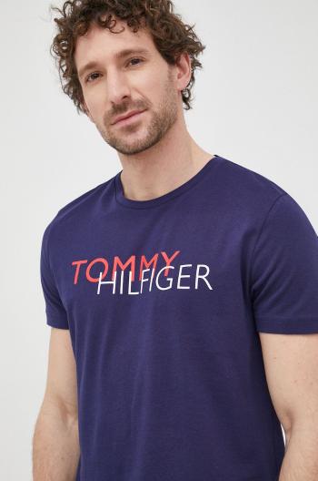 Bavlněné tričko Tommy Hilfiger tmavomodrá barva, s potiskem