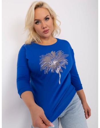 Dámská halenka plus size s potiskem TEA kobaltově modrá 